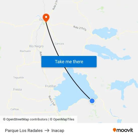 Parque Los Radales to Inacap map