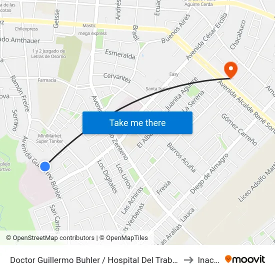 Doctor Guillermo Buhler / Hospital Del Trabajador to Inacap map