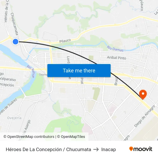 Héroes De La Concepción / Chucumata to Inacap map