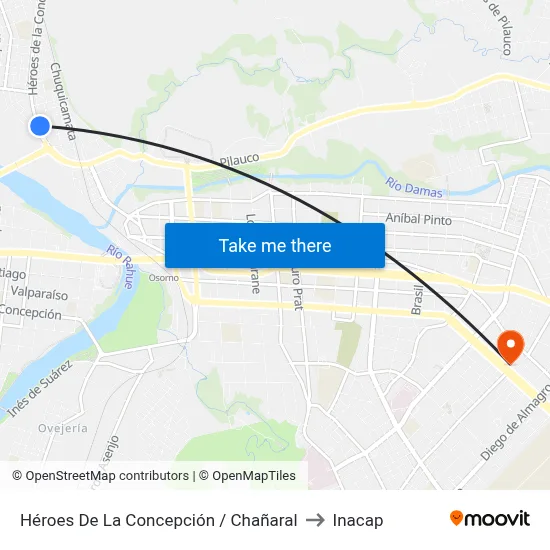 Héroes De La Concepción / Chañaral to Inacap map