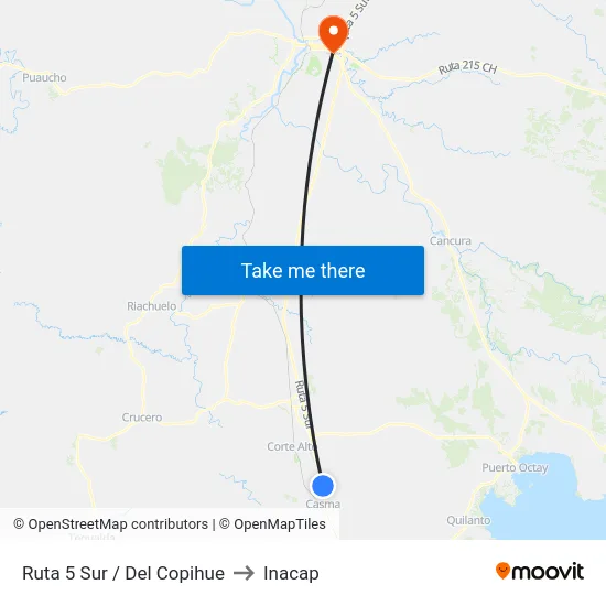 Ruta 5 Sur / Del Copihue to Inacap map