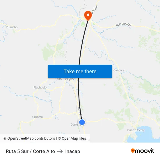 Ruta 5 Sur / Corte Alto to Inacap map