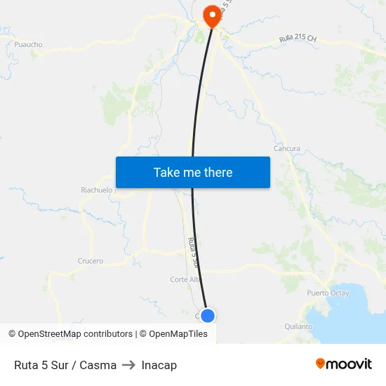 Ruta 5 Sur / Casma to Inacap map