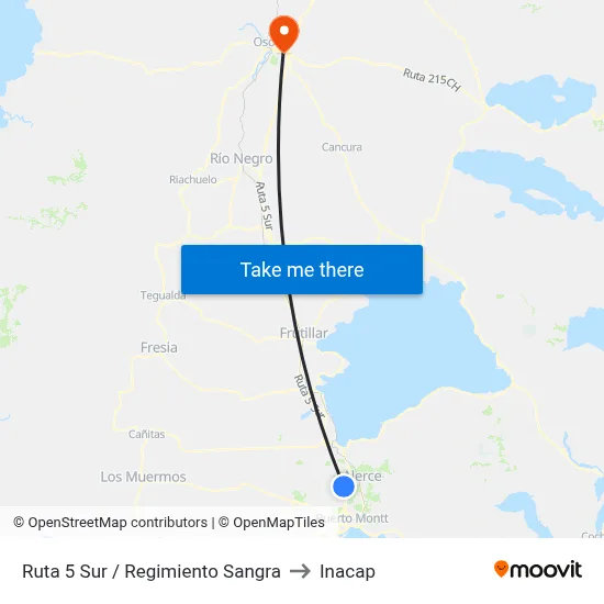 Ruta 5 Sur / Regimiento Sangra to Inacap map