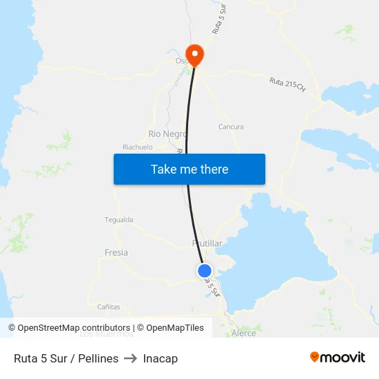 Ruta 5 Sur / Pellines to Inacap map