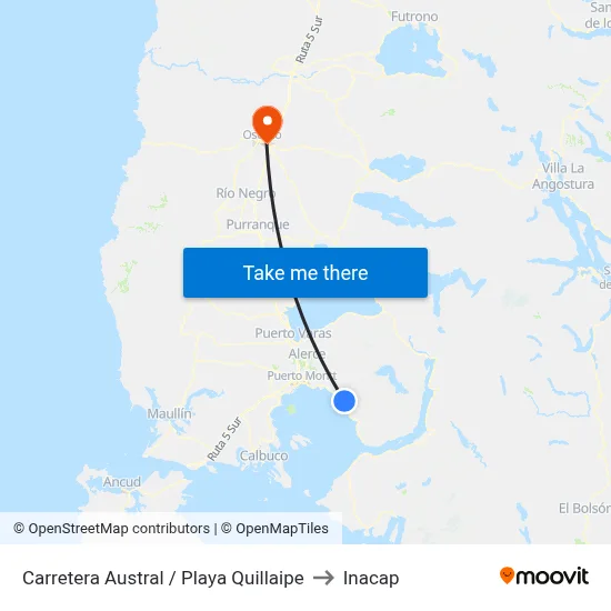 Carretera Austral / Playa Quillaipe to Inacap map