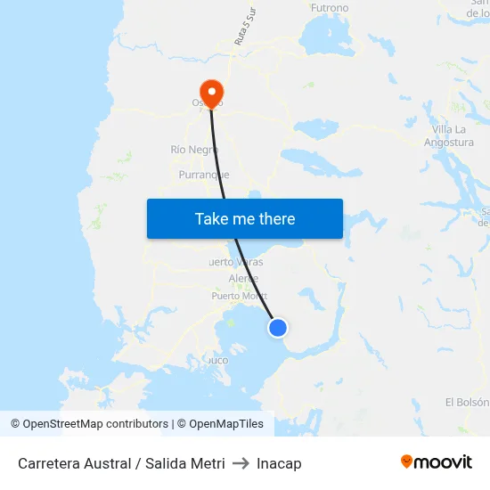 Carretera Austral / Salida Metri to Inacap map