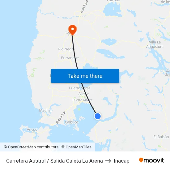 Carretera Austral / Salida Caleta La Arena to Inacap map