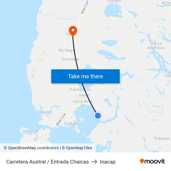 Carretera Austral / Entrada Chaicas to Inacap map