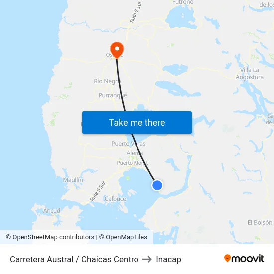Carretera Austral / Chaicas Centro to Inacap map