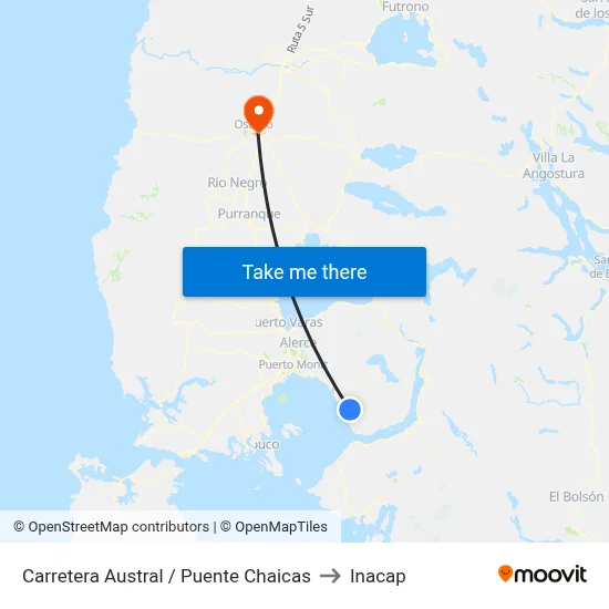 Carretera Austral / Puente Chaicas to Inacap map