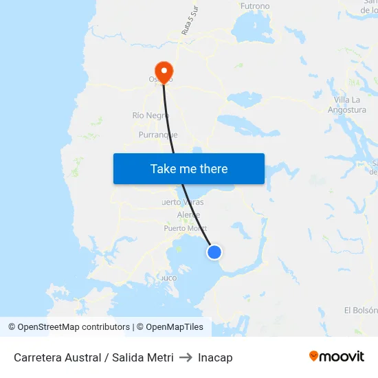 Carretera Austral / Salida Metri to Inacap map
