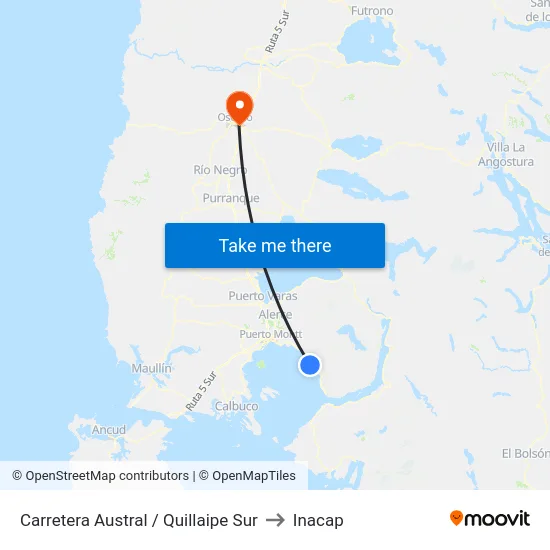 Carretera Austral / Quillaipe Sur to Inacap map