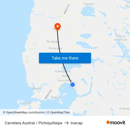 Carretera Austral / Pichiquillaipe to Inacap map