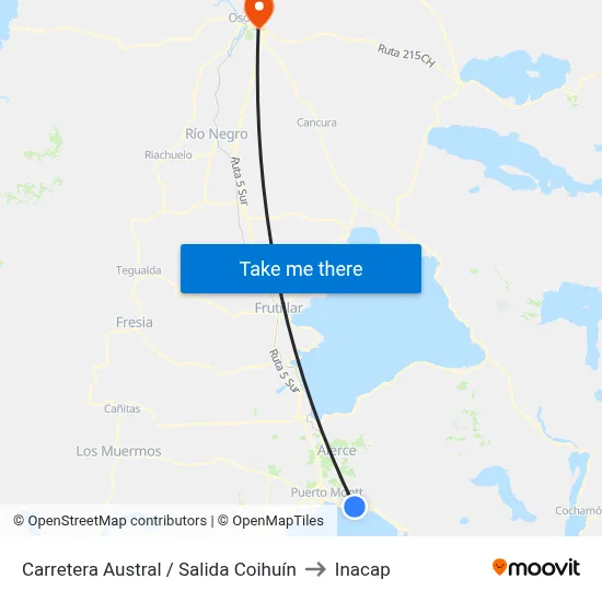 Carretera Austral / Salida Coihuín to Inacap map