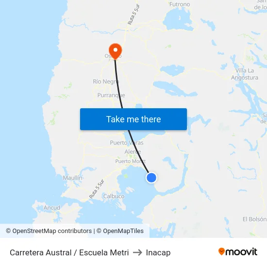 Carretera Austral / Escuela Metri to Inacap map