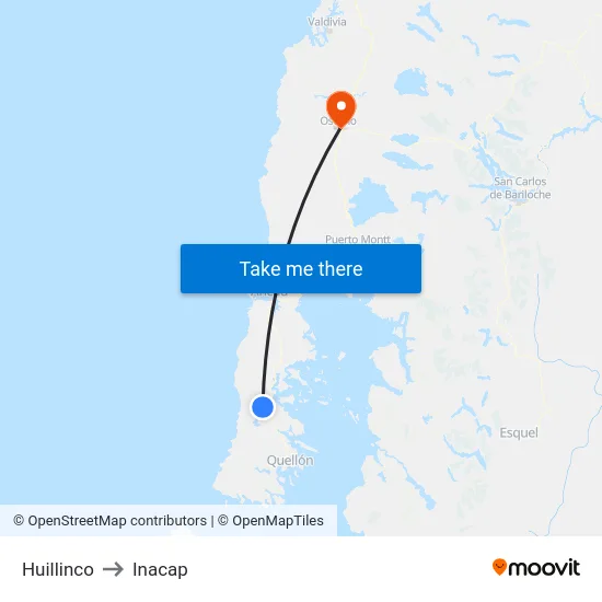 Huillinco to Inacap map