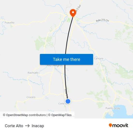 Corte Alto to Inacap map