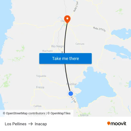 Los Pellines to Inacap map