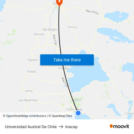 Universidad Austral De Chile to Inacap map