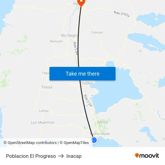 Poblacion El Progreso to Inacap map