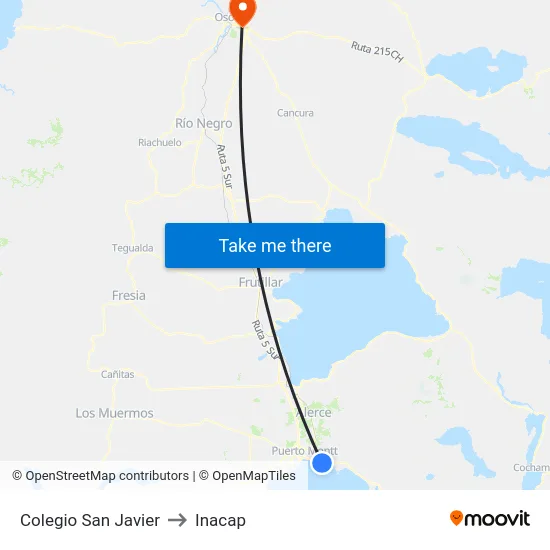 Colegio San Javier to Inacap map
