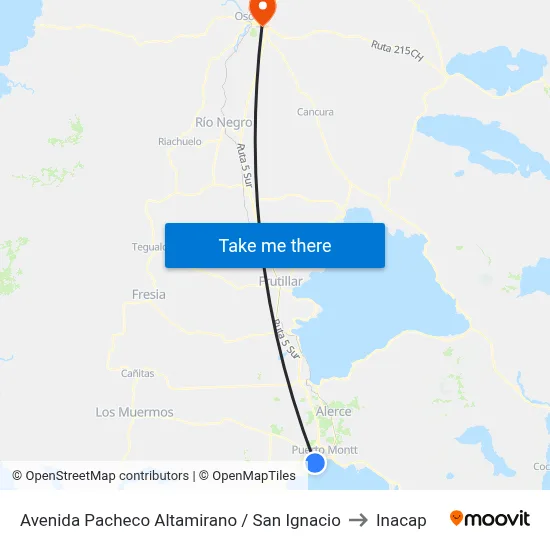 Avenida Pacheco Altamirano / San Ignacio to Inacap map