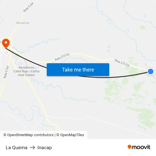 La Quema to Inacap map