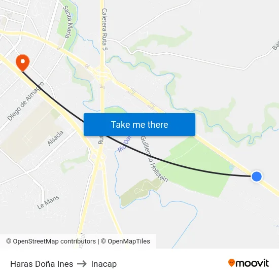 Haras Doña Ines to Inacap map