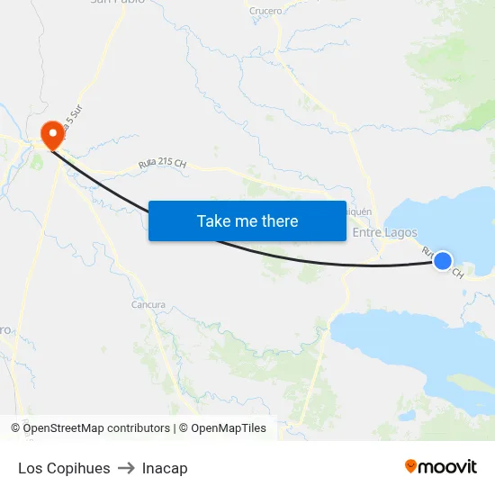 Los Copihues to Inacap map