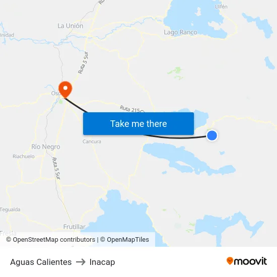 Aguas Calientes to Inacap map