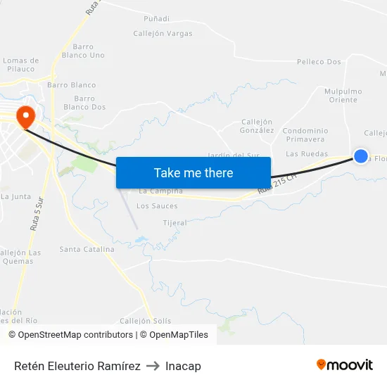 Retén Eleuterio Ramírez to Inacap map