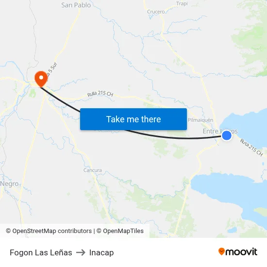 Fogon Las Leñas to Inacap map