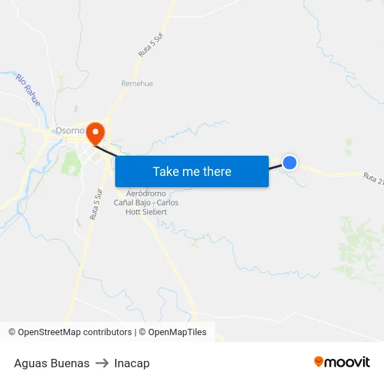 Aguas Buenas to Inacap map