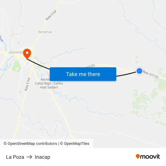 La Poza to Inacap map