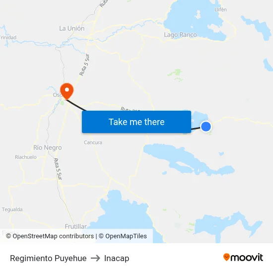 Regimiento Puyehue to Inacap map