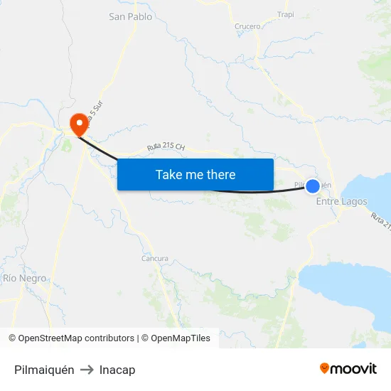 Pilmaiquén to Inacap map