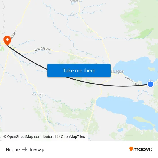 Ñilque to Inacap map