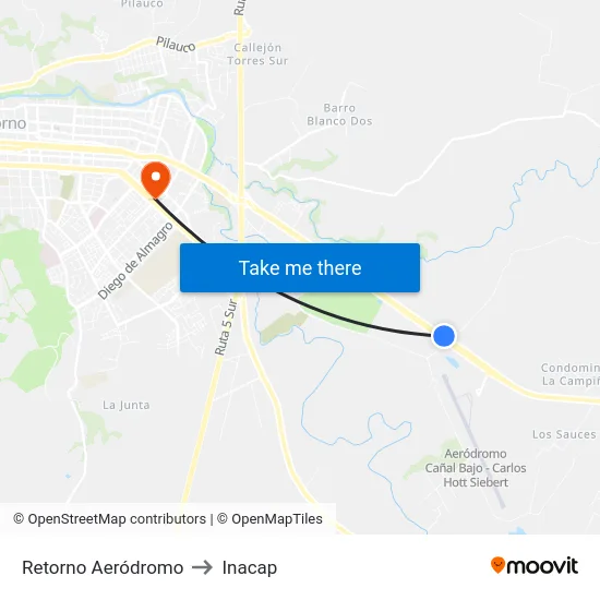 Retorno Aeródromo to Inacap map