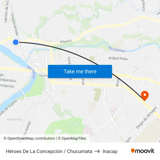 Héroes De La Concepción / Chucumata to Inacap map