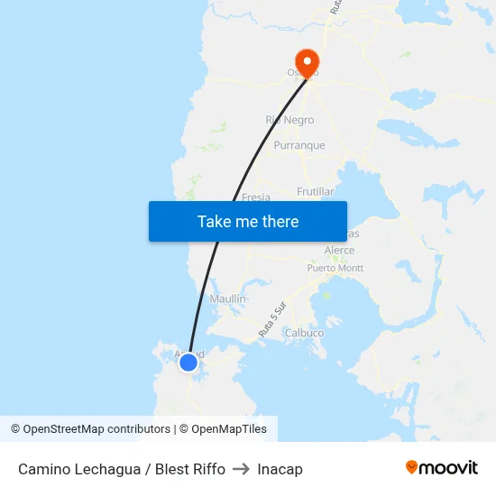 Camino Lechagua / Blest Riffo to Inacap map