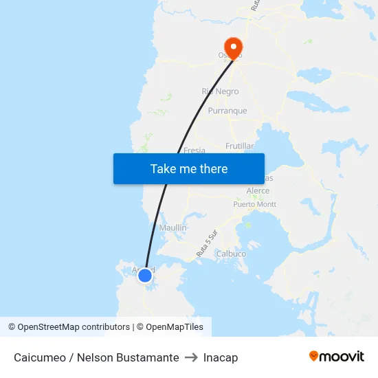 Caicumeo / Nelson Bustamante to Inacap map