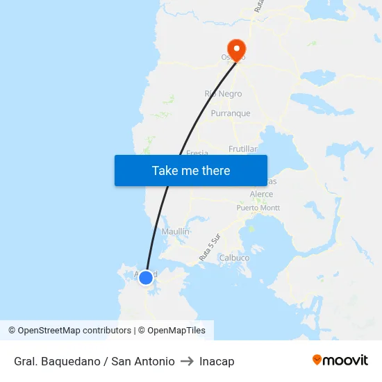 Gral. Baquedano / San Antonio to Inacap map