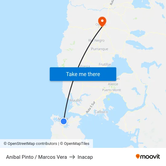 Aníbal Pinto / Marcos Vera to Inacap map