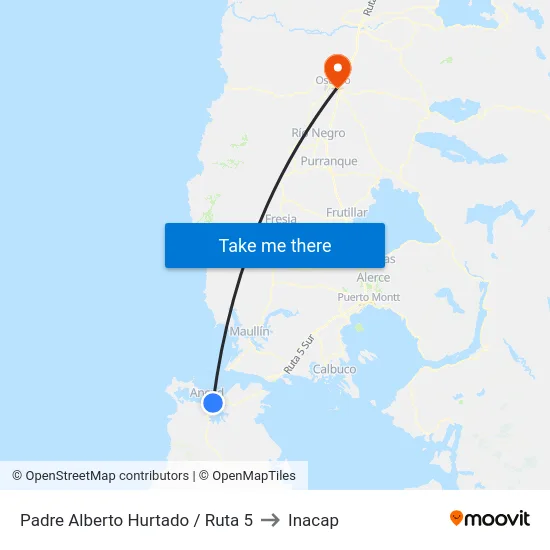 Padre Alberto Hurtado / Ruta 5 to Inacap map