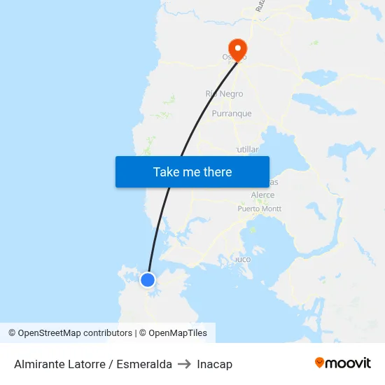 Almirante Latorre / Esmeralda to Inacap map