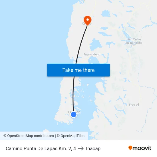 Camino Punta De Lapas Km. 2, 4 to Inacap map