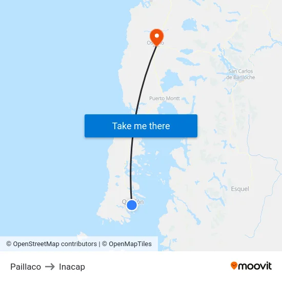 Paillaco to Inacap map