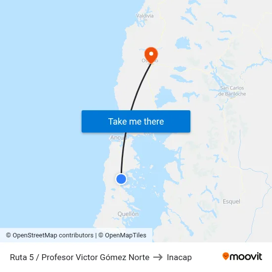 Ruta 5 / Profesor Victor Gómez Norte to Inacap map