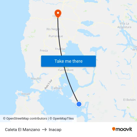 Caleta El Manzano to Inacap map